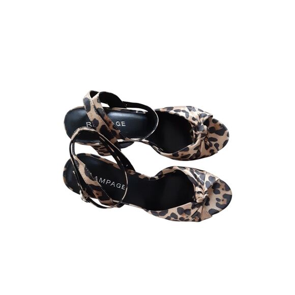 Rampage Leopard Print Heels Size 8M Mob Wife Platform Ankle Strap Y2K - Picture 4 of 9